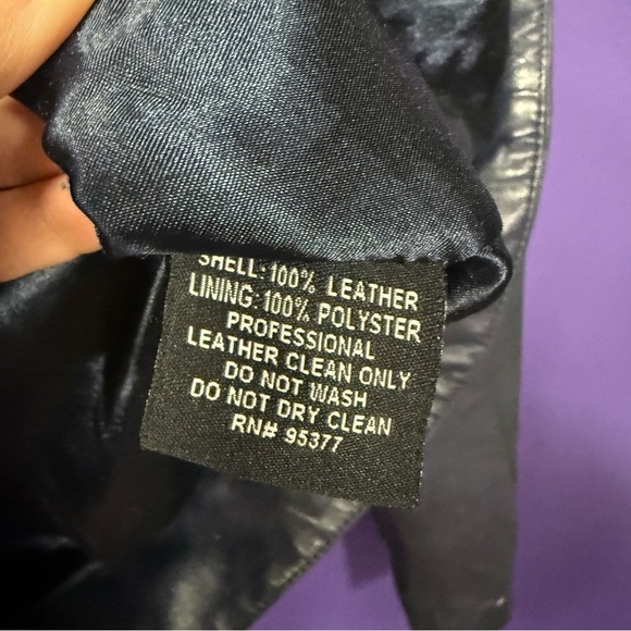 Sanctuary navy blue leather jacket with zipper details women’s size medium - Picture 7 of 12